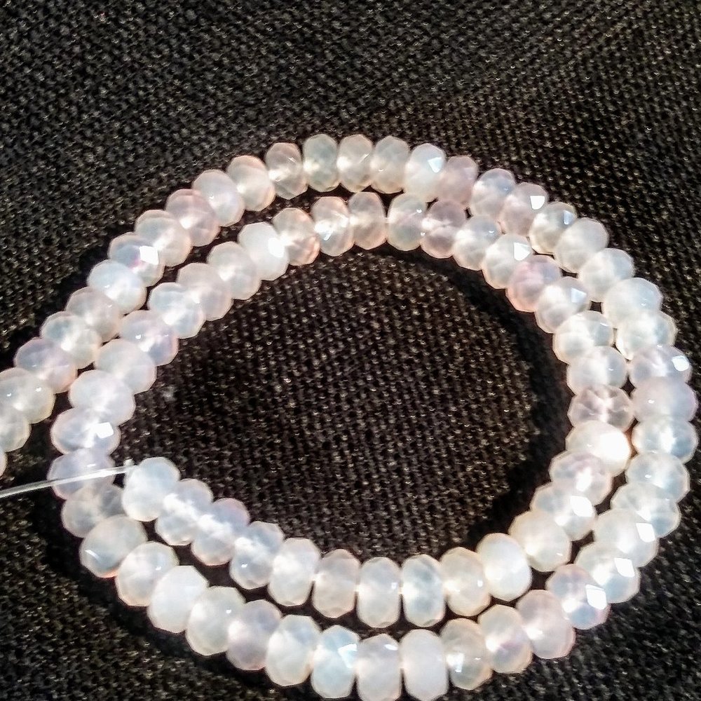Light Pink Quartz Crystal Faceted Rondelle Beads